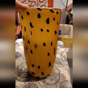 White Encased Animal Print Glass Vase